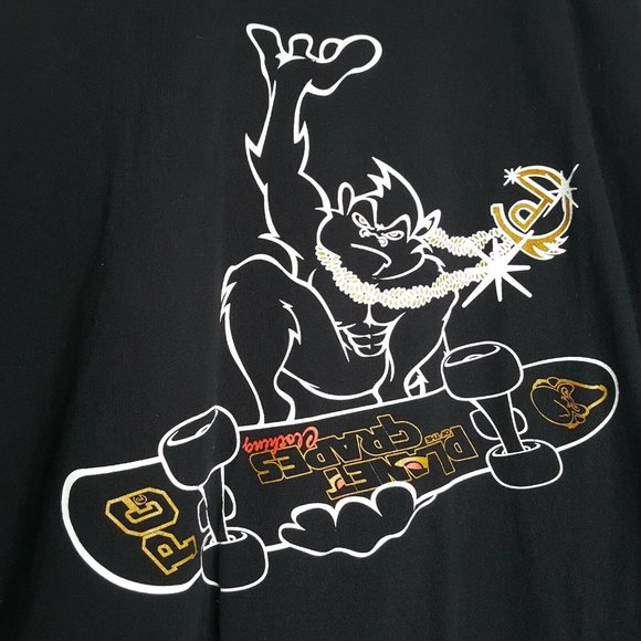 POG Skate Planet of the Grapes Angry Ape Monkey Skateboard Black Tshirt Size XL - Picture 1 of 5